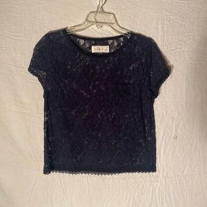 ABERCROMBIE & FITCH BLACK LACE SHORT SLEEVE BLOUSE SIZE M.